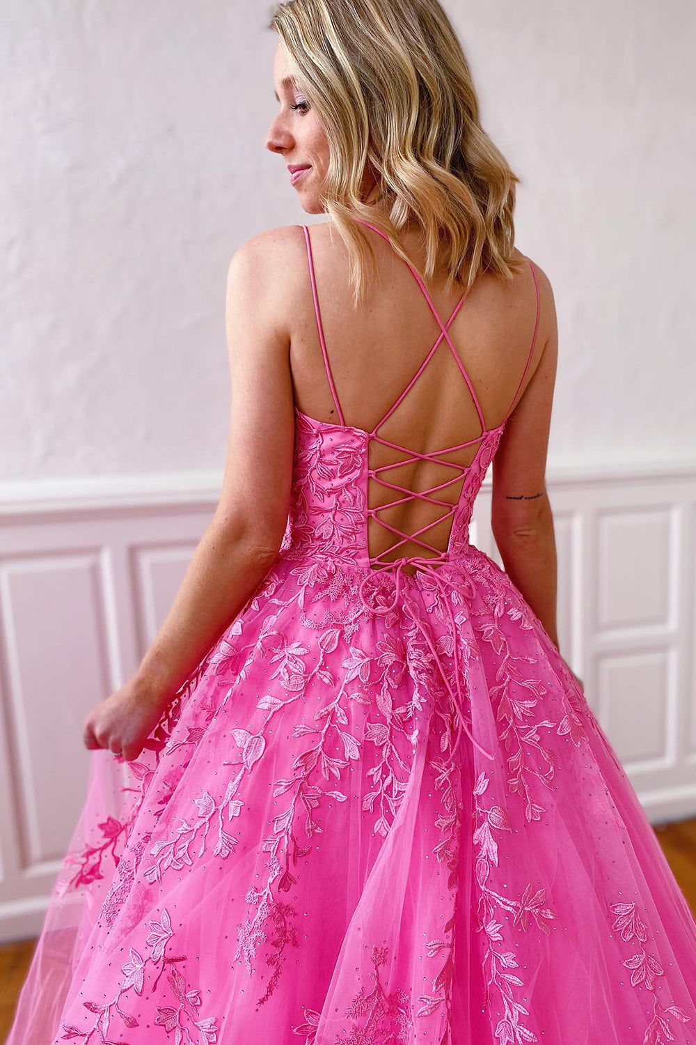Princess Spaghetti Straps Prom Dress
