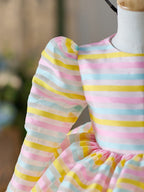 Vestido blanco de organza y tul hasta la rodilla para fiesta del primer cumpleaños de niña 