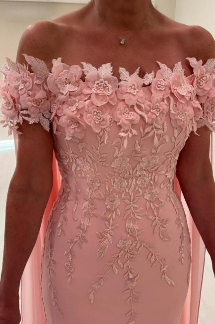 Fabuloso vestido de encaje columna para la madre de la novia, vestido de dama de honor rosa sin mangas con hombros descubiertos y apliques