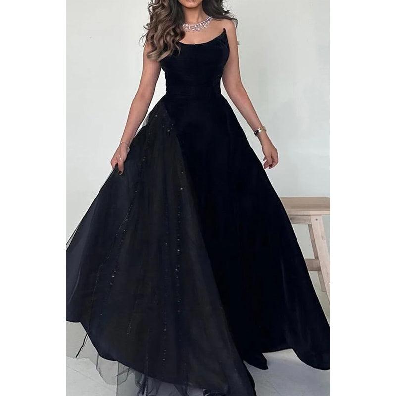 Robe de soirée trapèze sans manches 