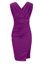 Celebrities Elegant Solid Slit Fold V Neck Evening Dress Dresses(4 Colors)