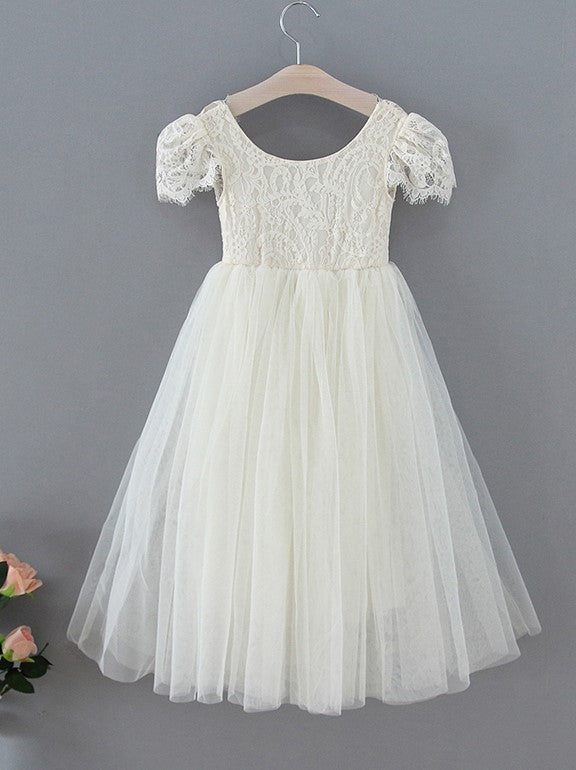 Vestido bohemio de encaje hasta el tobillo para niña de las flores 