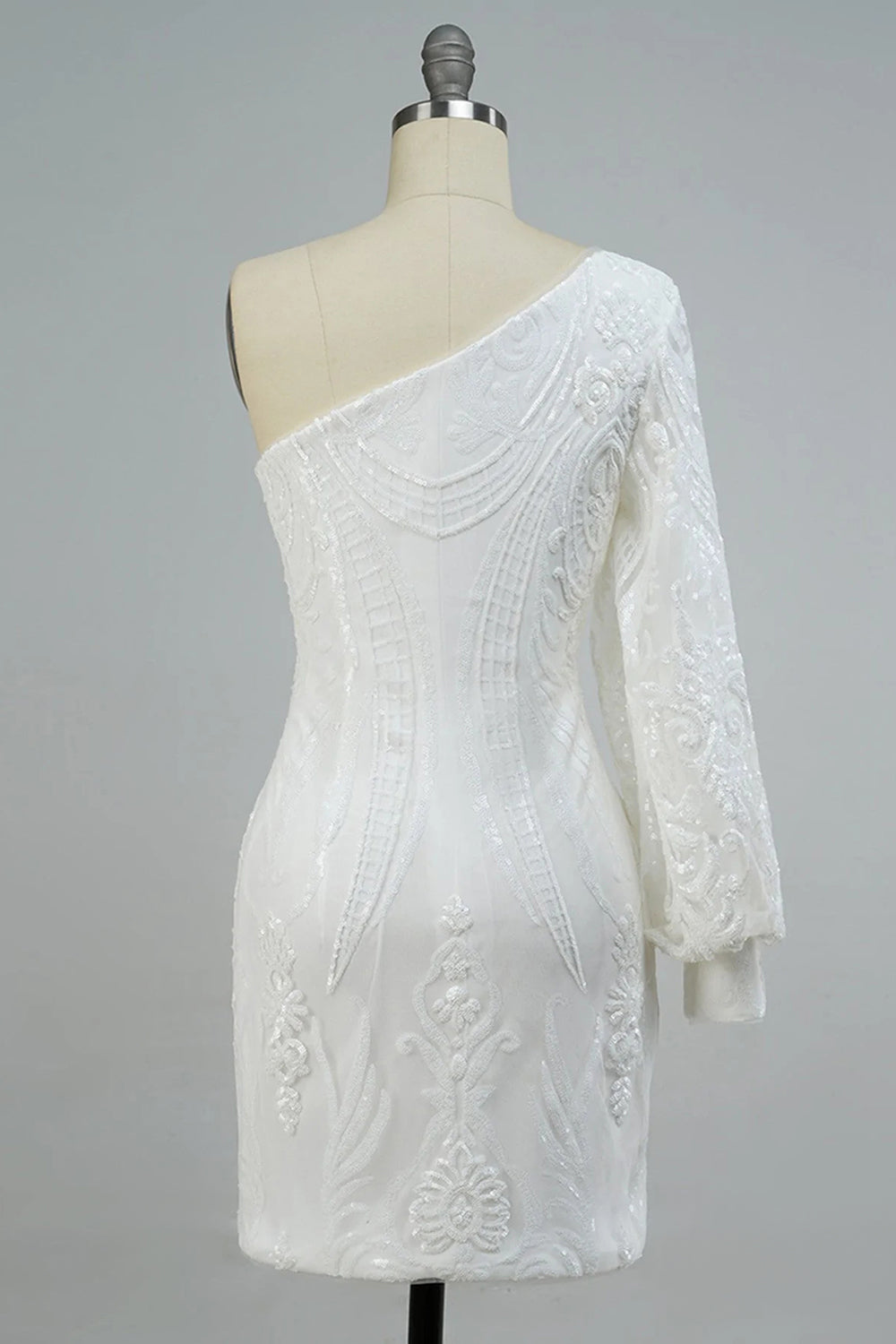 Vestido ajustado de fiesta con lentejuelas brillantes y un solo hombro