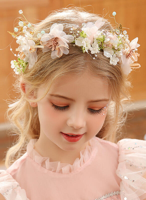 Diadema rosa para niña de las flores, ideal para uso diario, bodas u ocasiones especiales. Con encaje, lentejuelas, perlas y flores. 