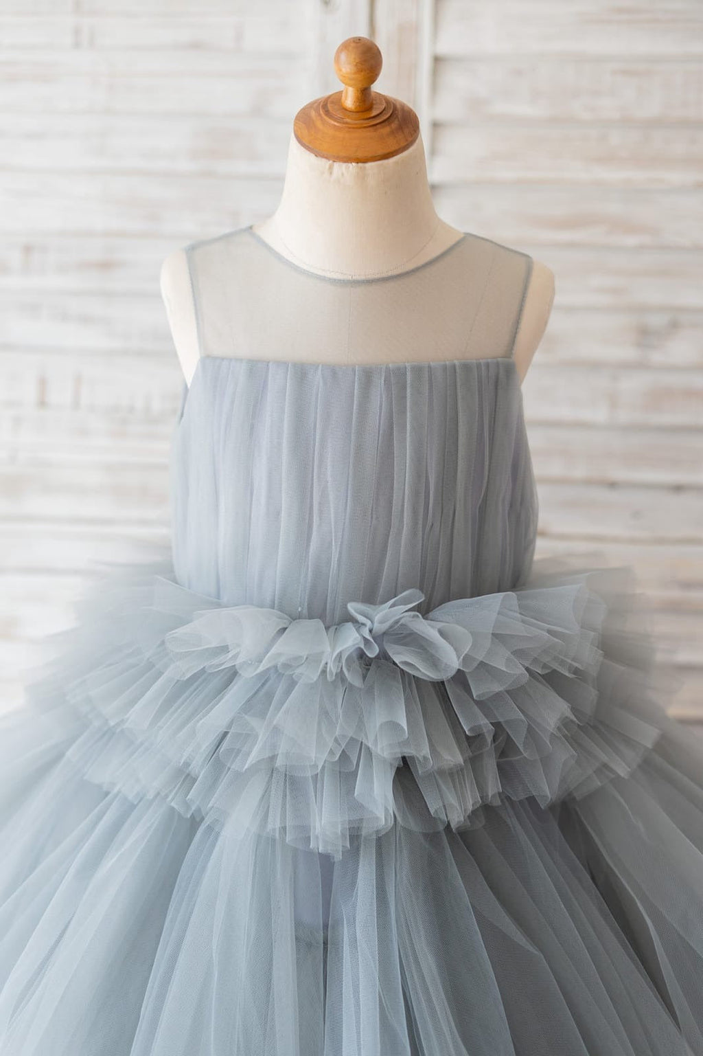 Vestido de princesa/vestido de tul hasta la rodilla para niña de las flores 