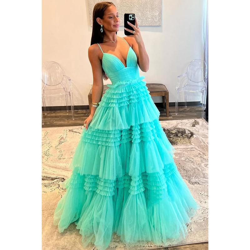 Vestido de fiesta con escote en V, tirantes finos y purpurina, vestido de noche 