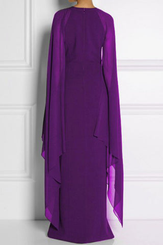 Vestidos de noche elegantes de estilo británico, lisos, con abertura y cuello redondo. 