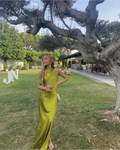 Robe de bal longue verte dos nu Y7518
