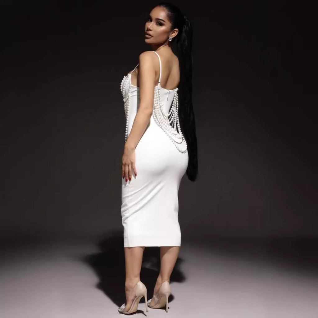 Robe de soirée élégante en dentelle noire et blanche 