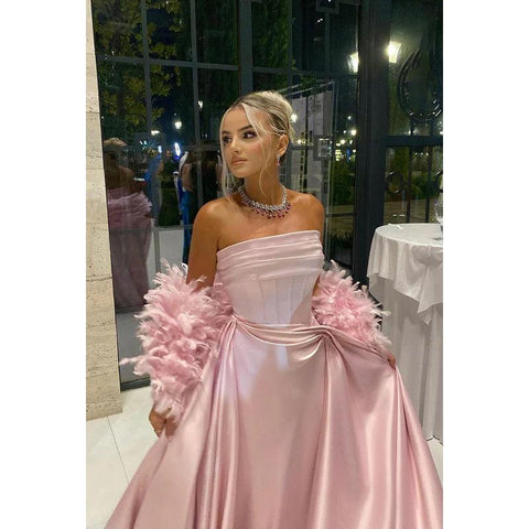 Vestido formal de fiesta, sencillo e informal, sin mangas, con hombros descubiertos y fruncido, de corte A