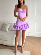 Robe bustier mini drapée à volants 