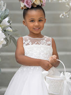 Vestido de princesa/vestido de princesa de satén y tul para niña de las flores 
