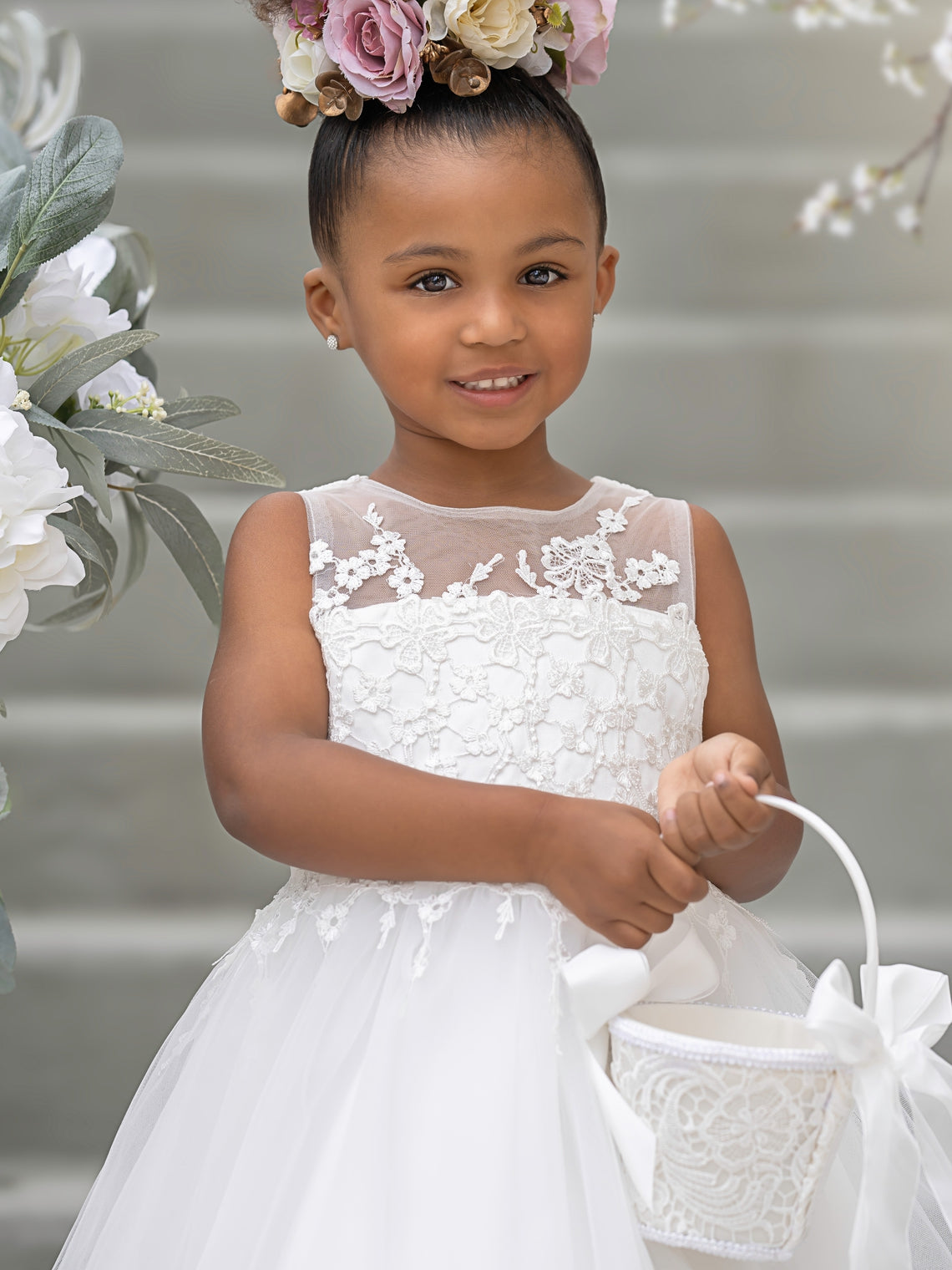 Vestido de princesa/vestido de princesa de satén y tul para niña de las flores 