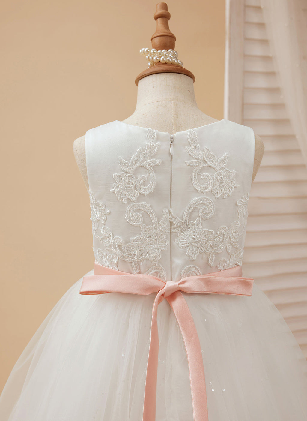 Vestido de princesa/de tul color marfil para niña de las flores 