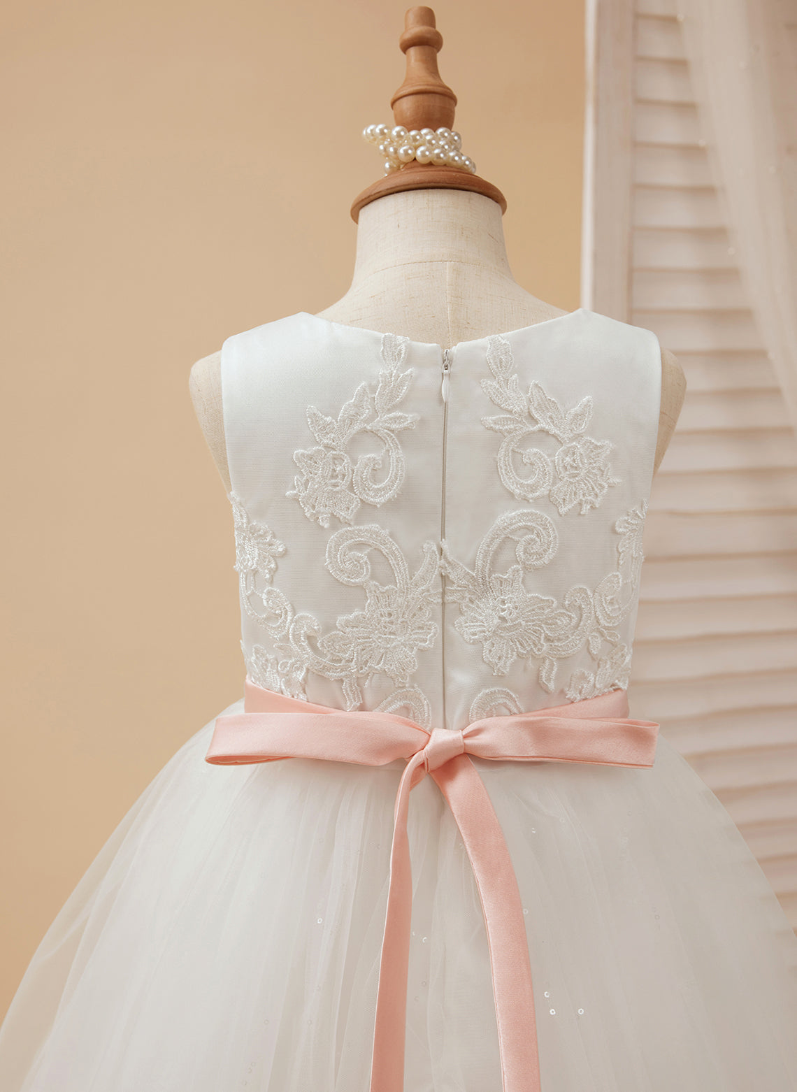 Vestido de princesa/de tul color marfil para niña de las flores 