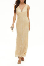 Elegant College Patchwork Sequins V Neck Evening Dress Dresses