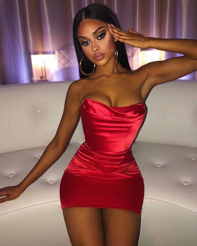 Stylish Sheath Strapless Red Short Homecoming Dress Y15
