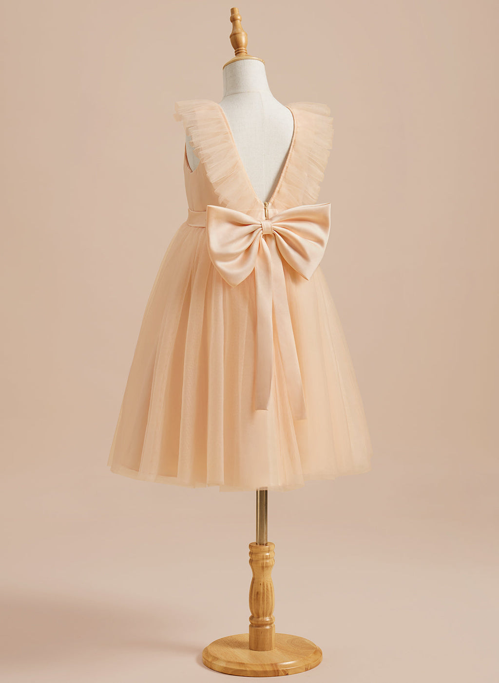 Vestido de niña de las flores de corte A, de satén y tul, hasta la rodilla 