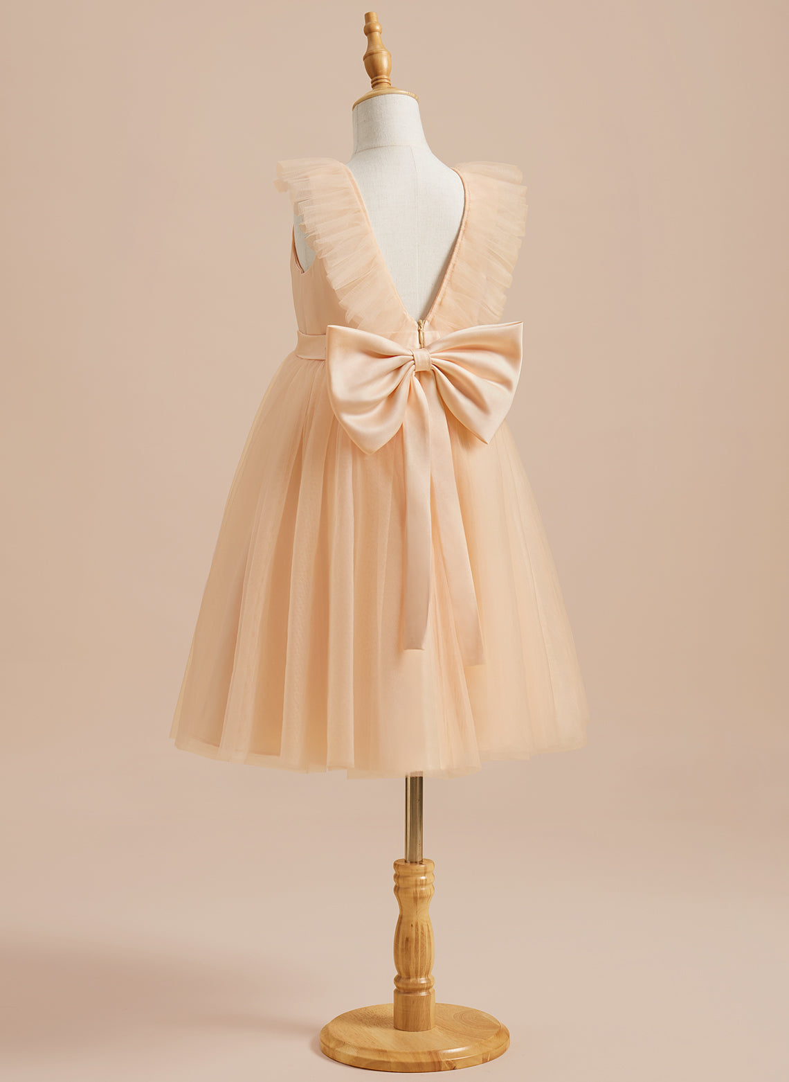 Vestido de niña de las flores de corte A, de satén y tul, hasta la rodilla 