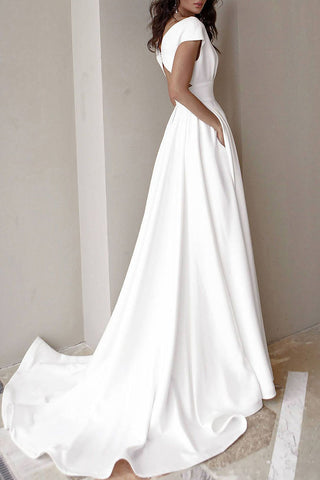 Robes de soirée élégantes, unies, asymétriques, à col en V, portées par des célébrités (3 couleurs) 