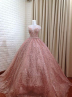 Vestido de princesa rosa de lujo para quinceañera, vestido de baile rosa Y1405