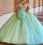 Robe de bal florale en tulle à épaules dénudées, sublime, pour Sweet 16 (Y1235)