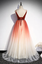 Vestido de noche de tul con escote en V y corte en A, talla 74