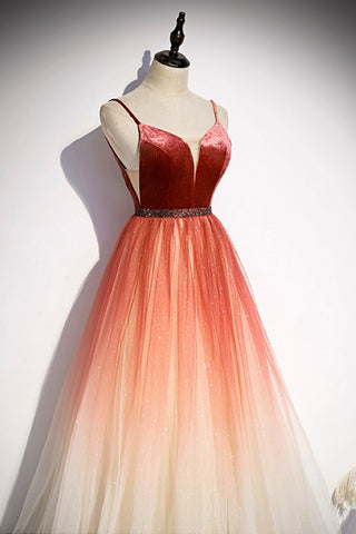 Vestido de noche de tul con escote en V y corte en A, talla 74