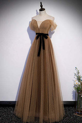 Robe de bal longue en tulle ravissante, robe de soirée trapèze s62