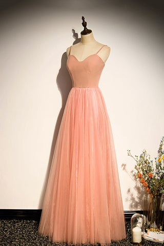 Robe de bal longue en tulle rose, robe de soirée trapèze s92