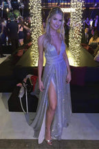 Vestido de fiesta de tul con lentejuelas brillantes corte en A, vestido de noche formal Y1530