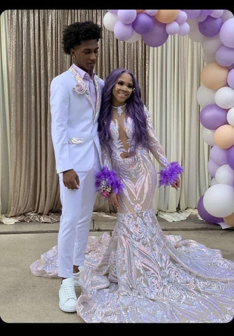 Robe de bal sirène chic avec traîne, robe de soirée charmante Y1642