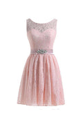 Flesh Pink Lace Short Homecoming Dresses Prom Dresses PG053