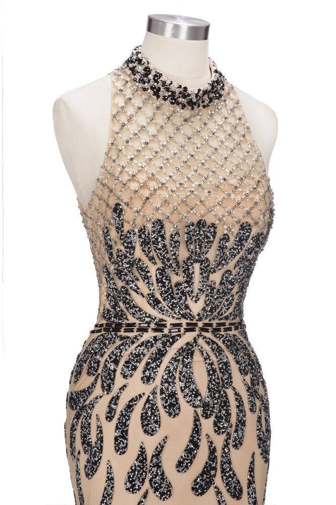 Robes de bal sirène longues à dos nu et à sequins