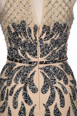 Vestidos de fiesta largos de sirena con escote halter y lentejuelas