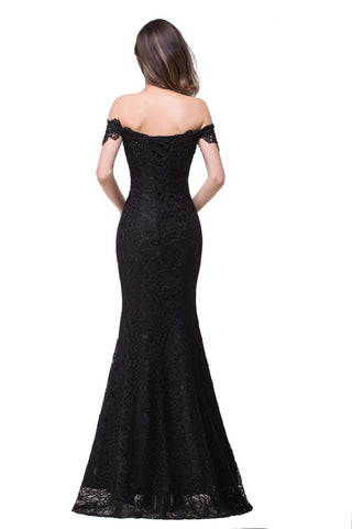 Vestidos de dama de honor de encaje estilo sirena hasta el suelo con hombros descubiertos