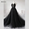 Baoleely Floral Gothic Black Long Wedding Dress 2020 Sexy Bridal Gown Vestidos de Novia Sexy Tulle Wedding Gowns Trouwjurk Plus Size