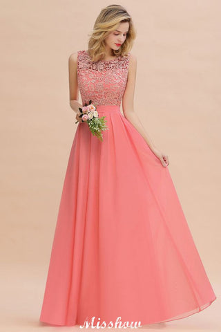 Vestido de novia sencillo de corte A con encaje floral, vestido largo de dama de honor sin mangas