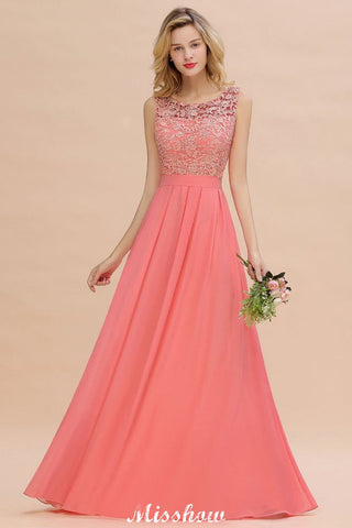 Vestido de novia sencillo de corte A con encaje floral, vestido largo de dama de honor sin mangas