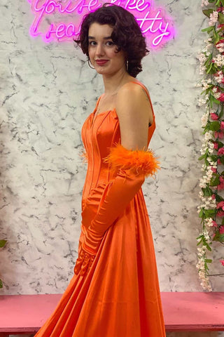 Sheath Spaghetti Straps Homecoming Dress with Side Train