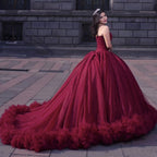 Vestidos de graduación color burdeos, vestidos de graduación plisados, vestidos de graduación de gala S23339