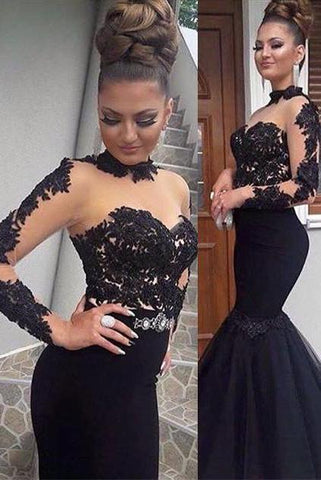 Vestidos de gala de encaje negro glamuroso, vestido largo de sirena sin mangas para fiestas