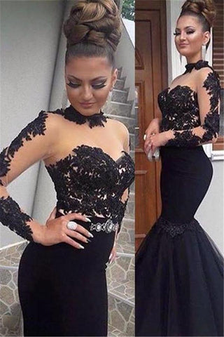 Vestidos de gala de encaje negro glamuroso, vestido largo de sirena sin mangas para fiestas
