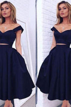 Glamorous Designer Two Piecess Off-the-shoulder Formal DressesShort Homecoming Dress