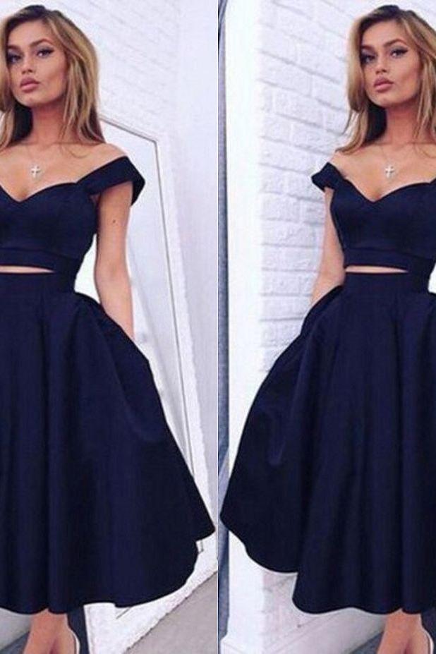 Glamorous Designer Two Piecess Off-the-shoulder Formal DressesShort Homecoming Dress