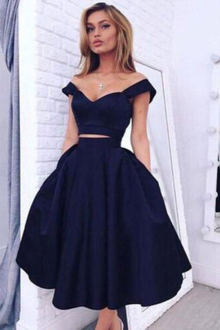 Glamorous Designer Two Piecess Off-the-shoulder Formal DressesShort Homecoming Dress