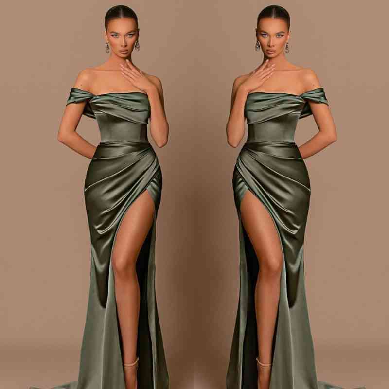 Glamorous Off-the-Shoulder Prom Dresses Mermaid Long With Split