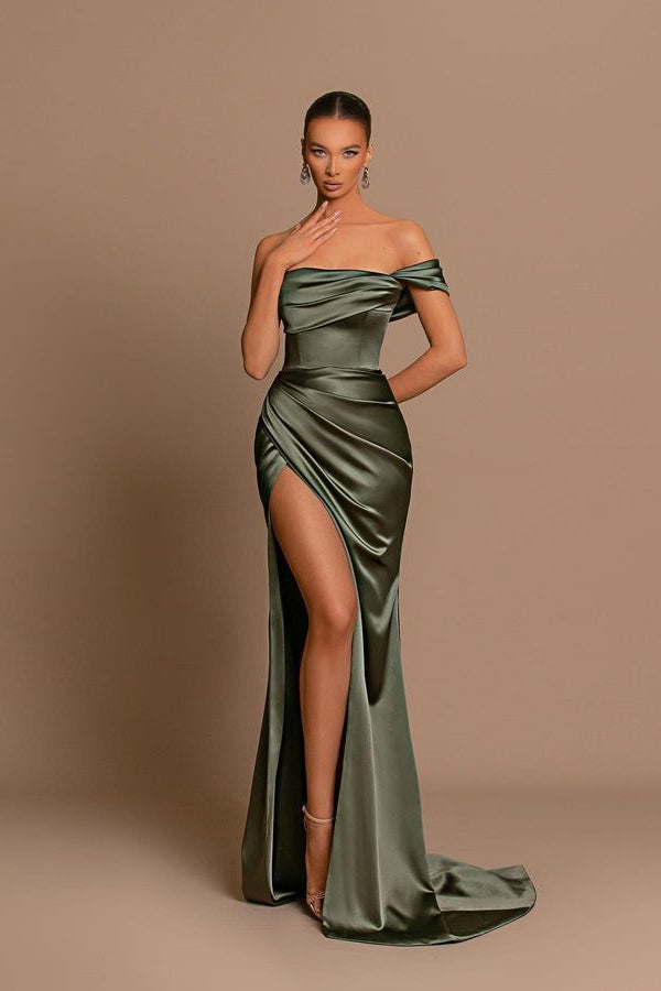 Glamorous Off-the-Shoulder Prom Dresses Mermaid Long With Split