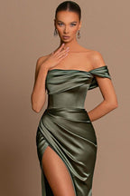 Glamorous Off-the-Shoulder Prom Dresses Mermaid Long With Split