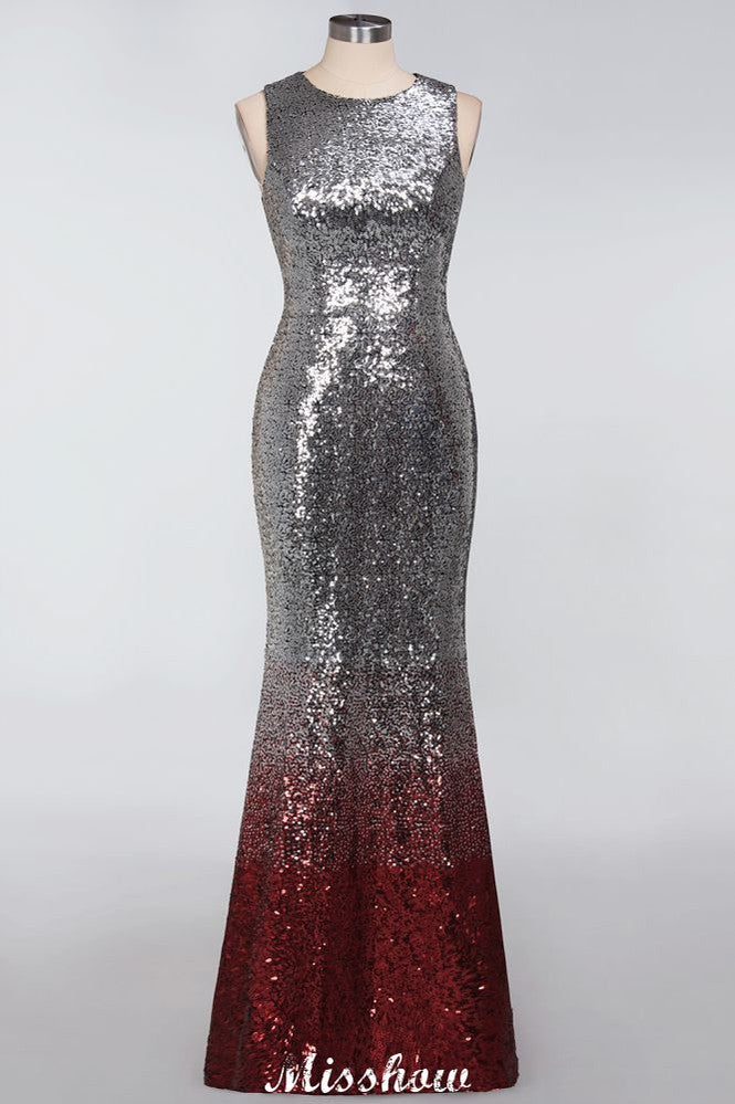 Robes de demoiselle d'honneur sirène glamour sans manches à sequins, sexy et glamour